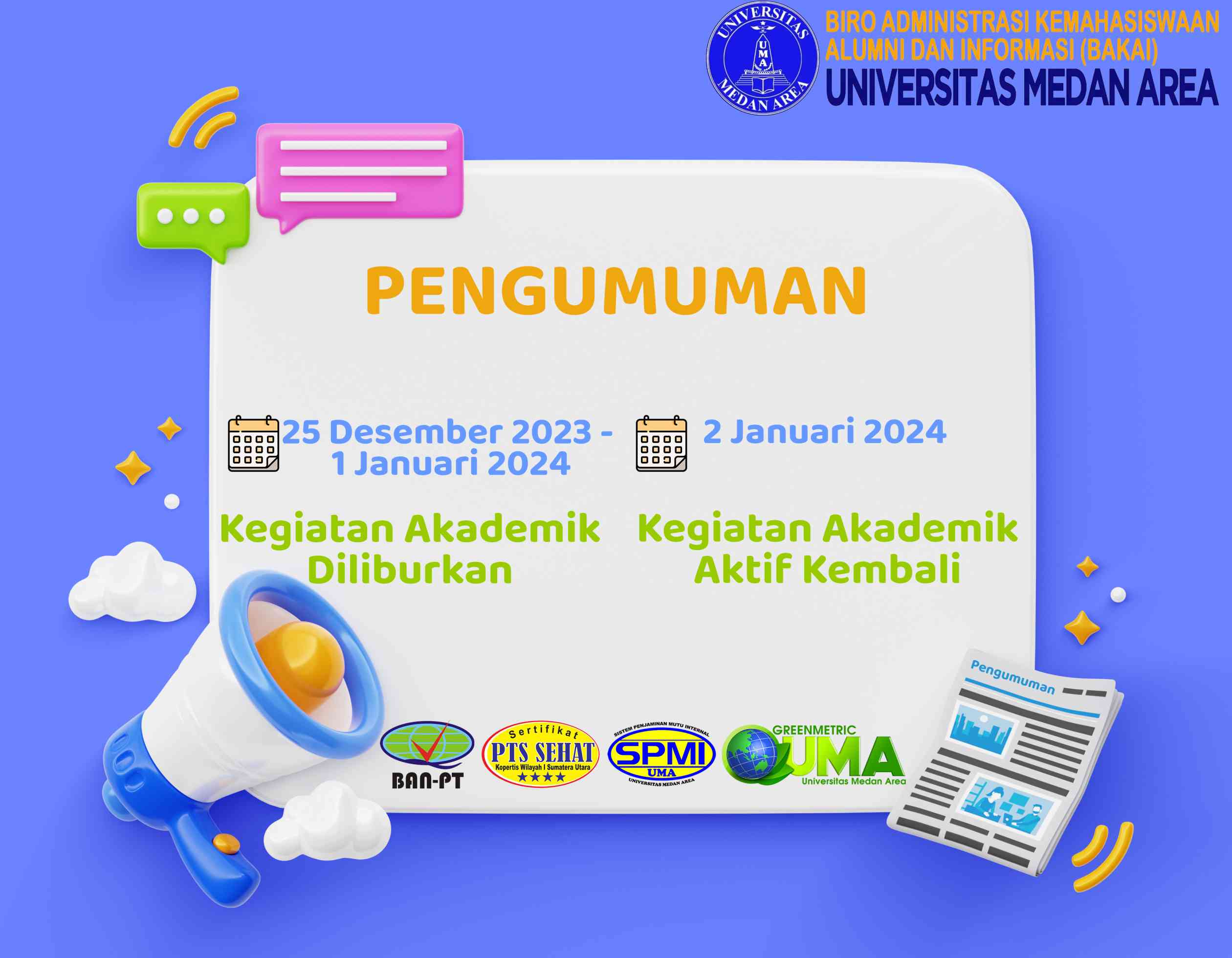 Pengumuman Libur Hari Raya Natal dan Tahun Baru 2024